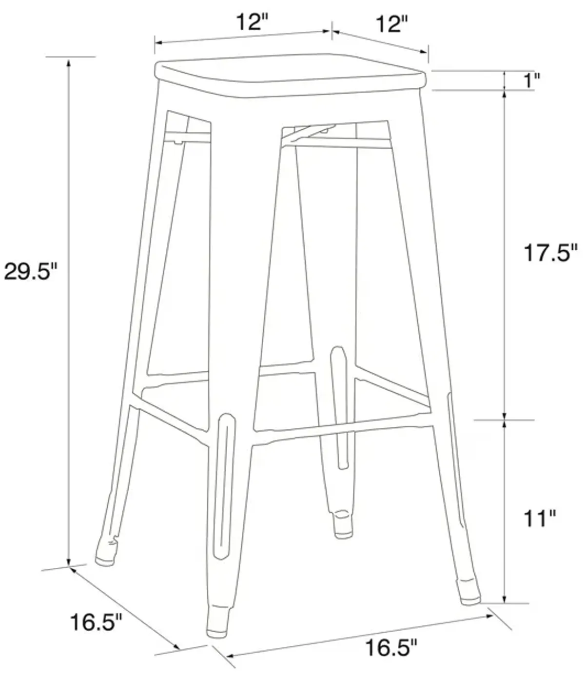 Fusion 30 Inch Metal Backless Bar Stool with Wood Seat, Set of 2