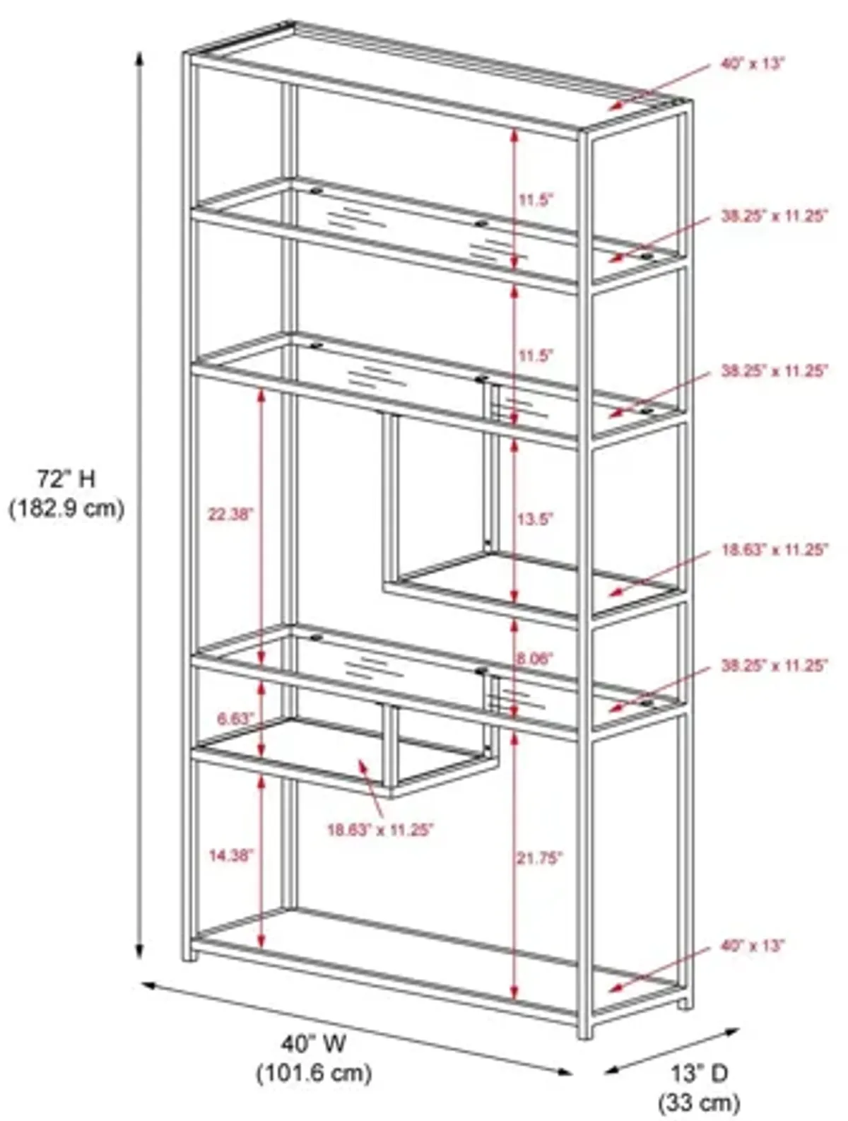 Moriah Bookcase Étagère with Modern Geometric Design