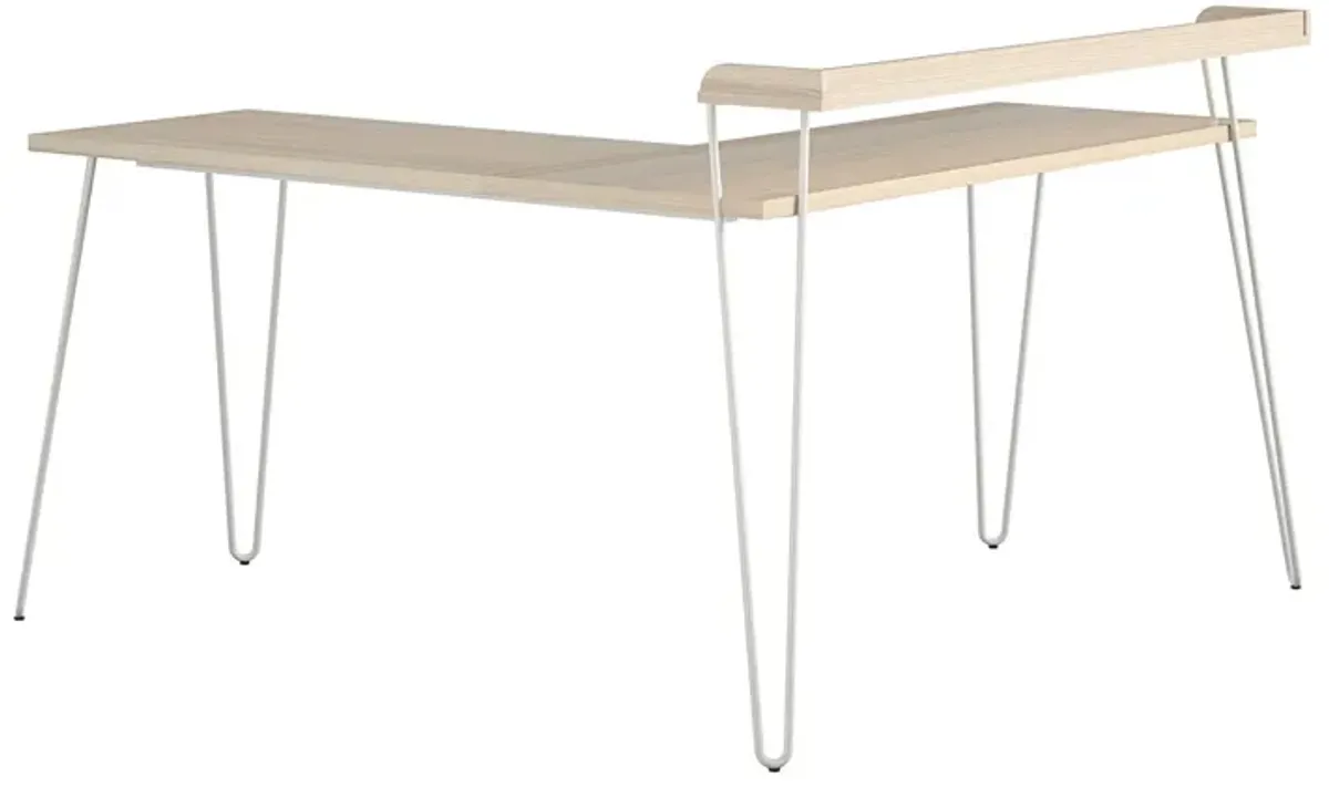 Haven Retro Computer L Desk with Riser and Metal Hairpin Legs