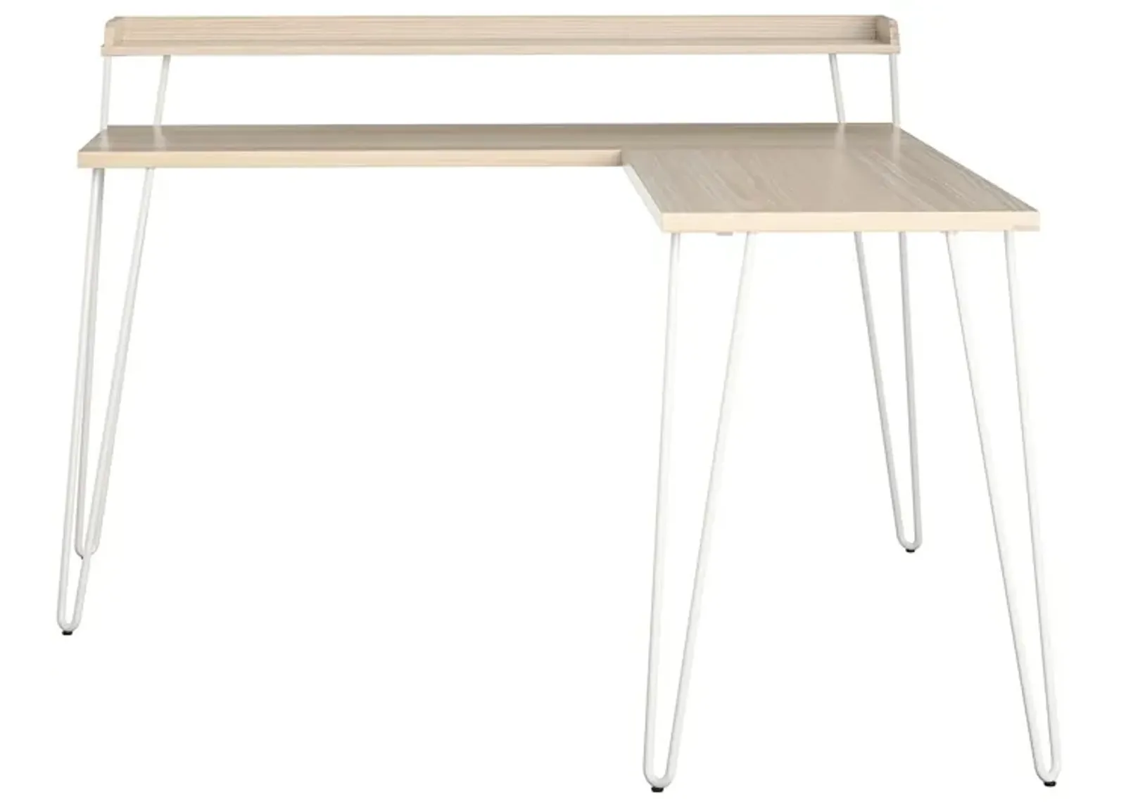 Haven Retro Computer L Desk with Riser and Metal Hairpin Legs