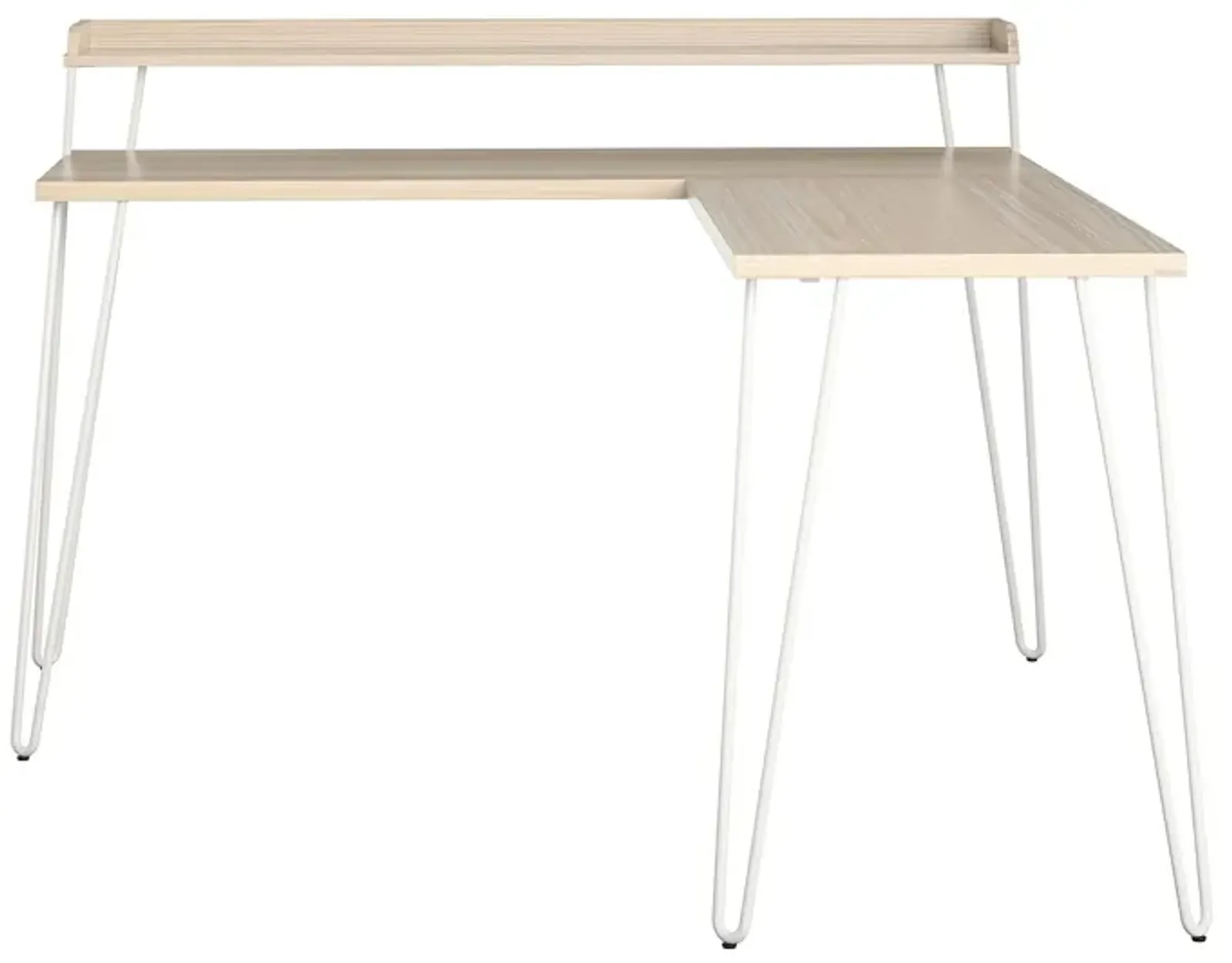 Haven Retro Computer L Desk with Riser and Metal Hairpin Legs