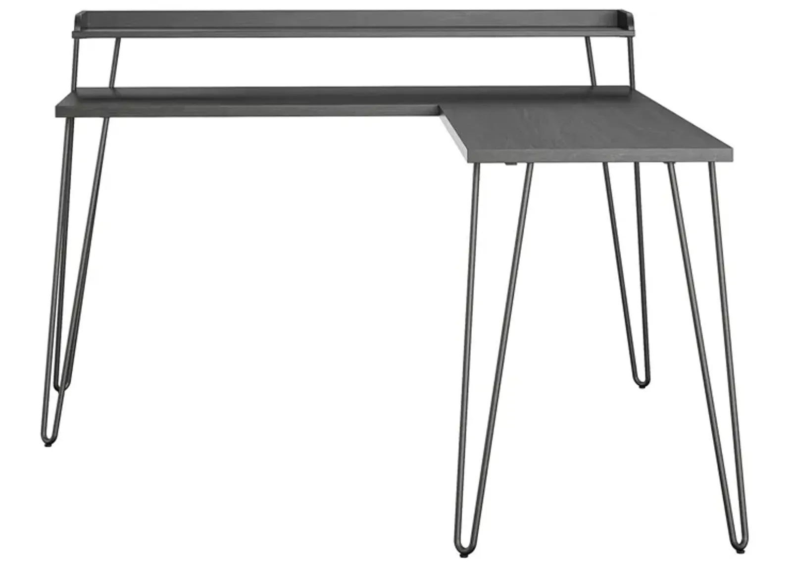 Haven Retro Computer L Desk with Riser and Metal Hairpin Legs