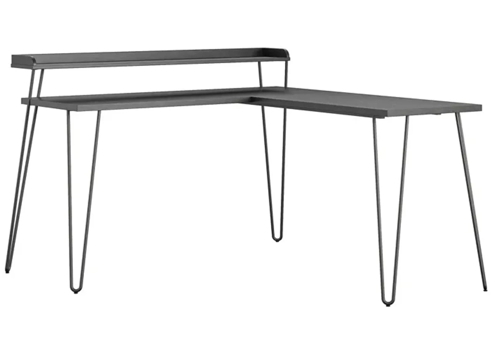 Haven Retro Computer L Desk with Riser and Metal Hairpin Legs