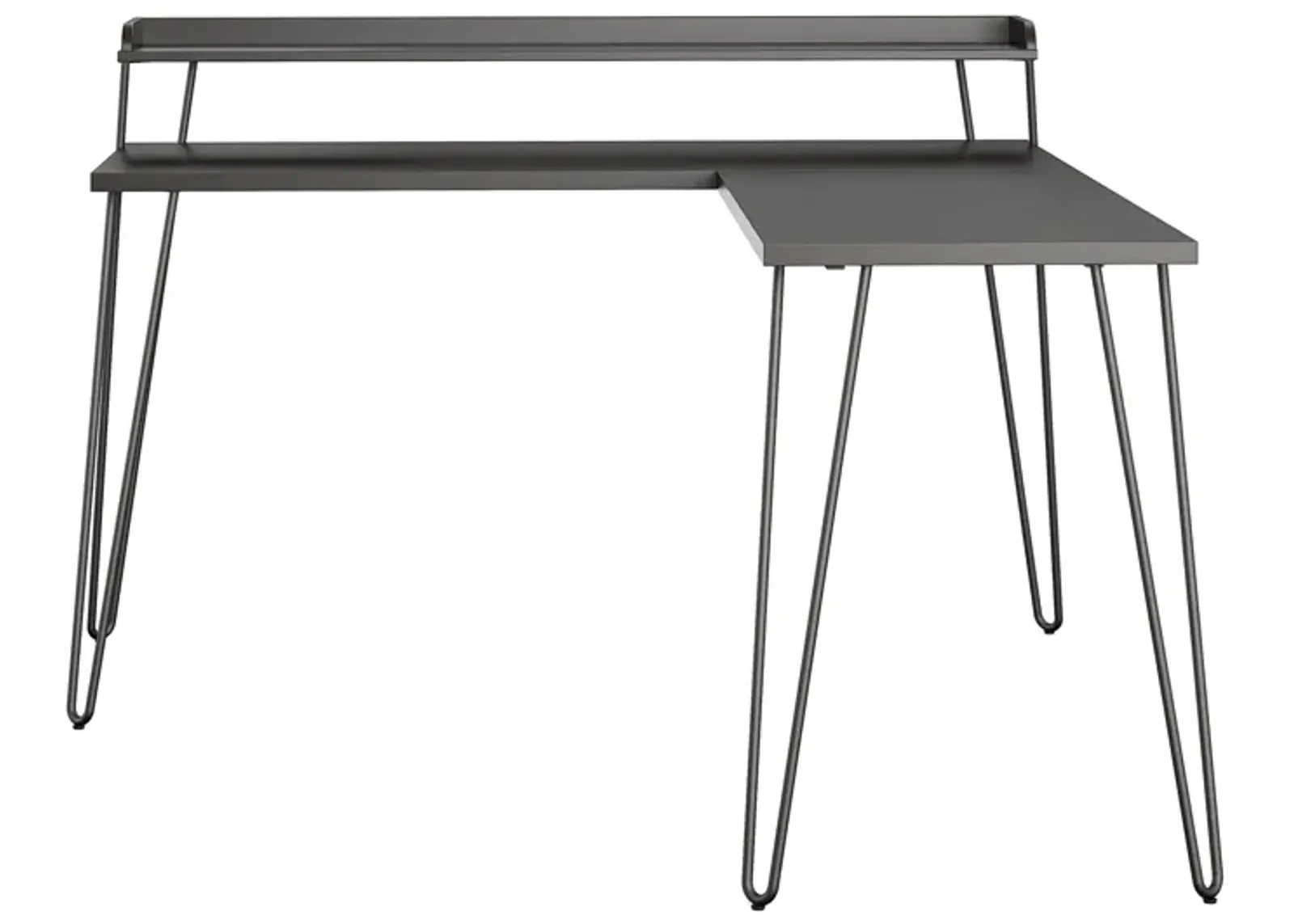 Haven Retro Computer L Desk with Riser and Metal Hairpin Legs