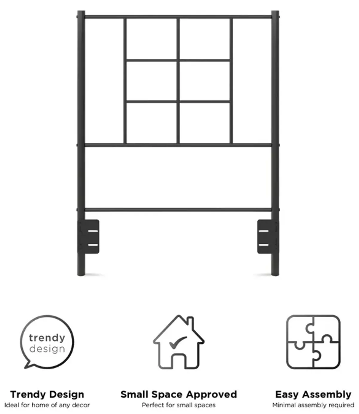 Praxis Geometric Accented Metal Headboard with Classic Matte Finish