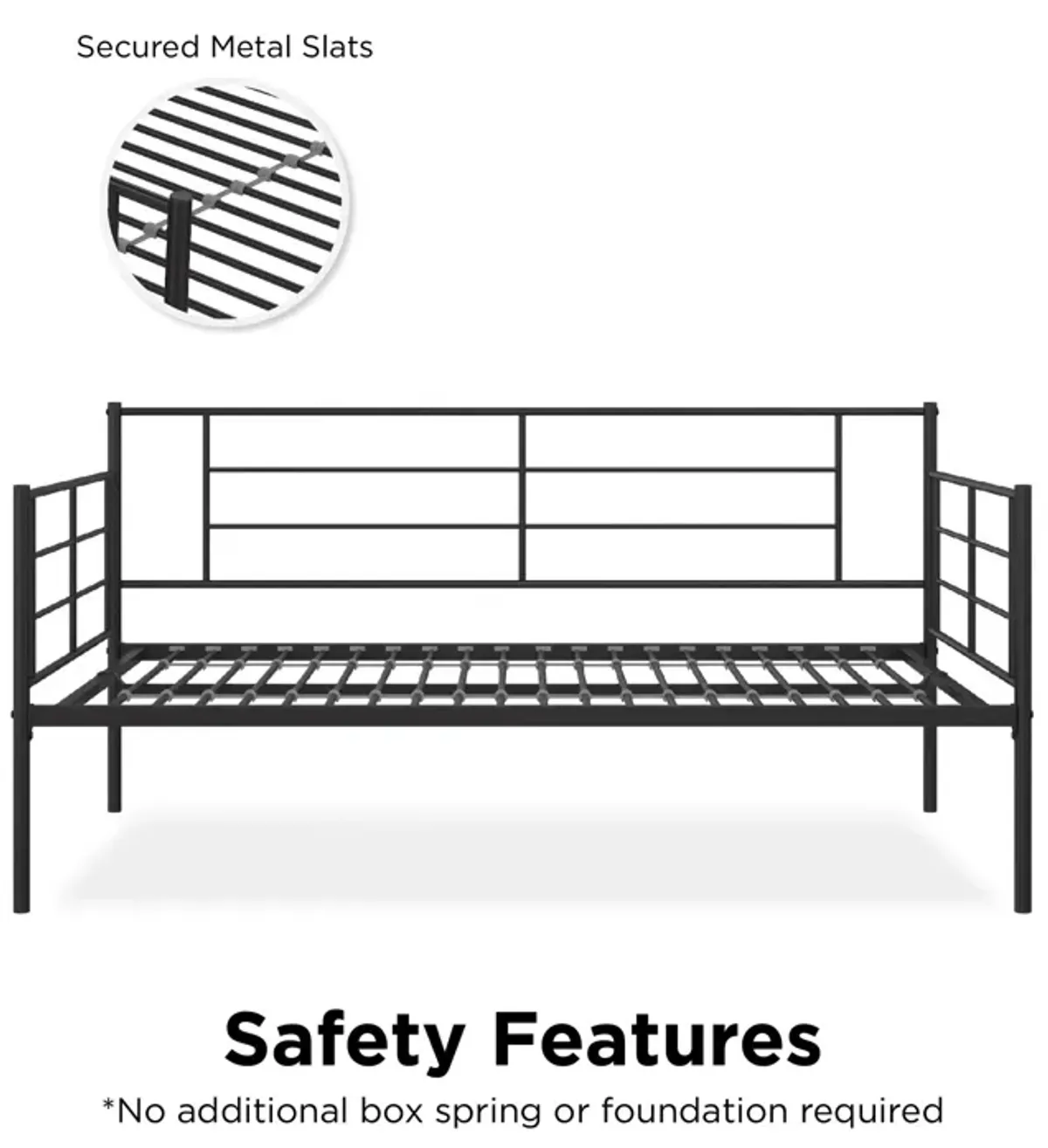 Praxis Metal Daybed with Steel Frame and Slats