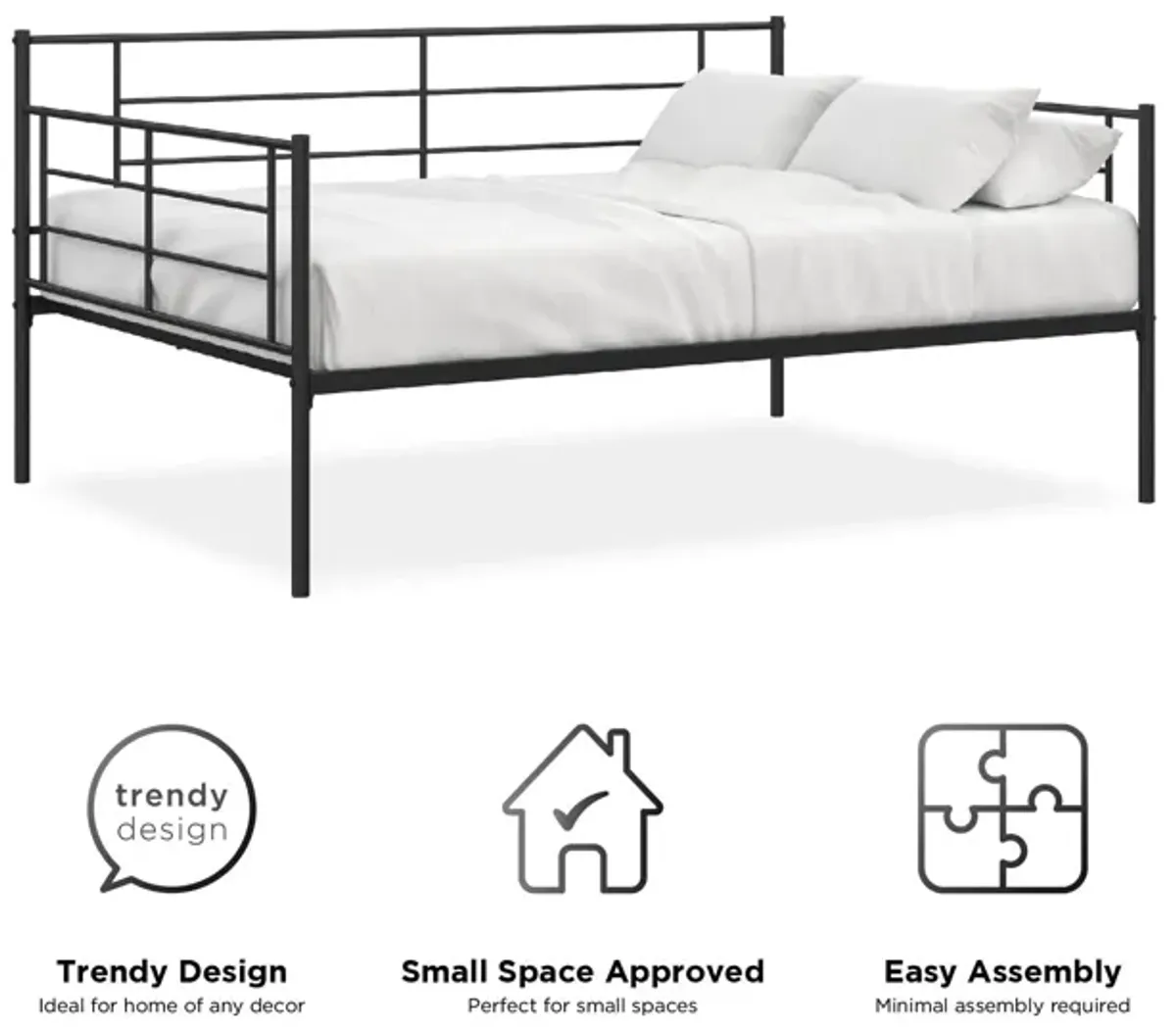 Praxis Metal Daybed with Steel Frame and Slats