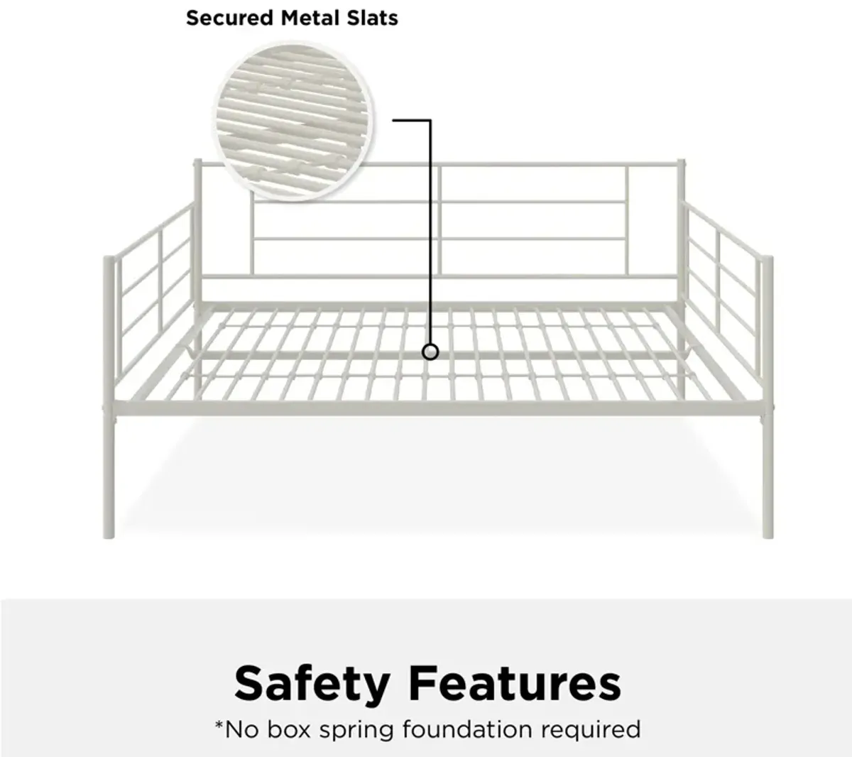 Praxis Metal Daybed with Steel Frame and Slats