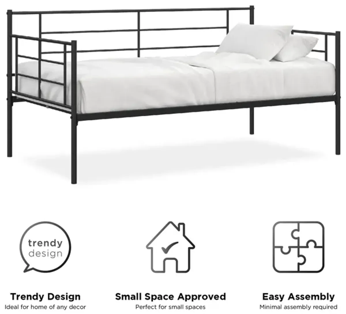 Praxis Metal Daybed with Steel Frame and Slats