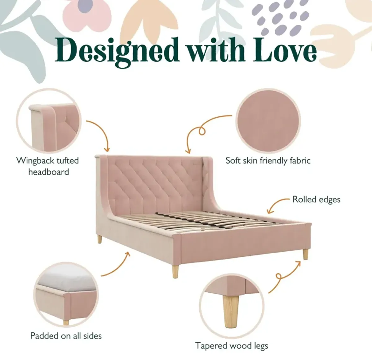 Monarch Hill Ambrosia Upholstered Bed with Diamond Tufted Headboard