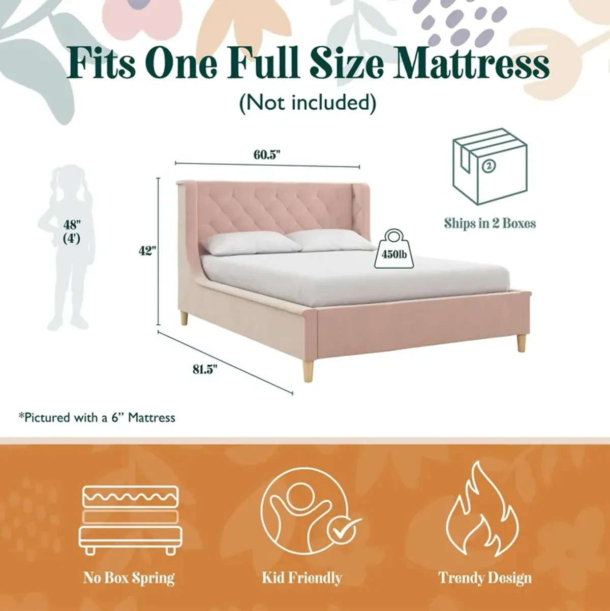 Monarch Hill Ambrosia Upholstered Bed with Diamond Tufted Headboard
