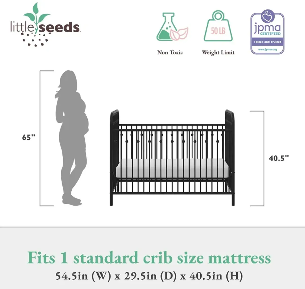 Monarch Hill Ivy Metal Crib Adjusts to 3 Different Heights