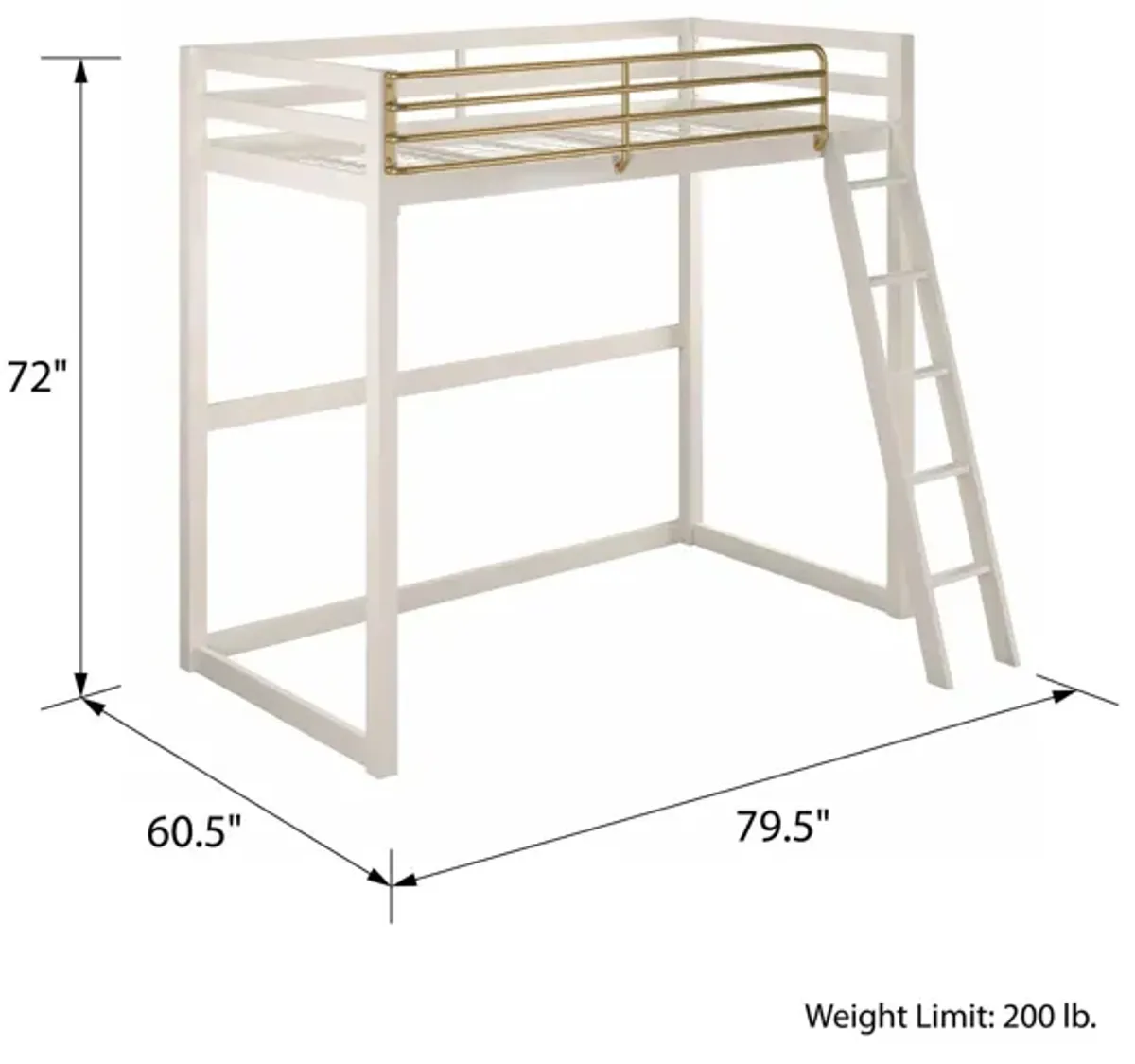 Monarch Hill Haven Metal Loft Bed with Angled Ladder