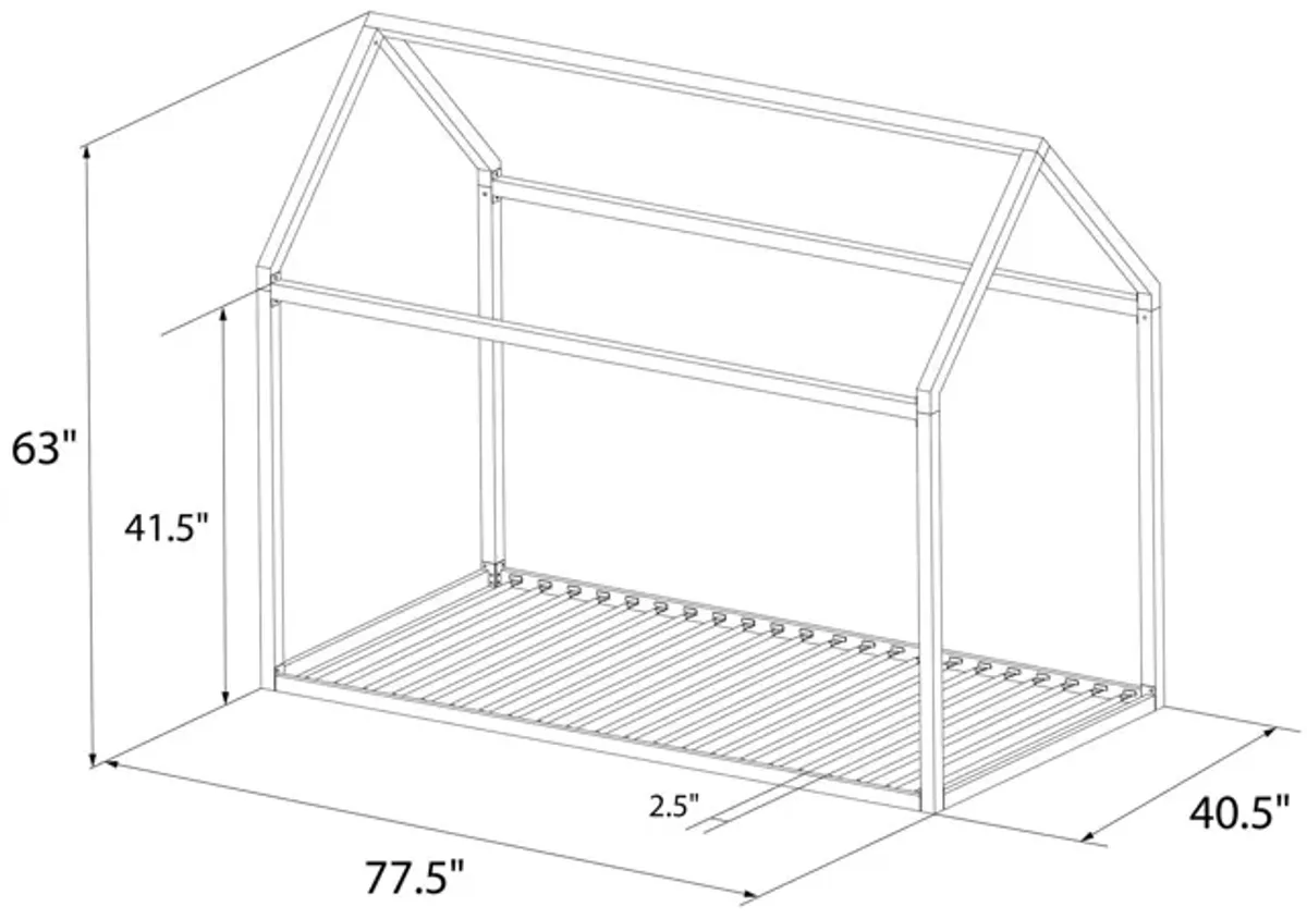 Rowan Valley Skyler Sturdy Floor Metal House Bed with Slats