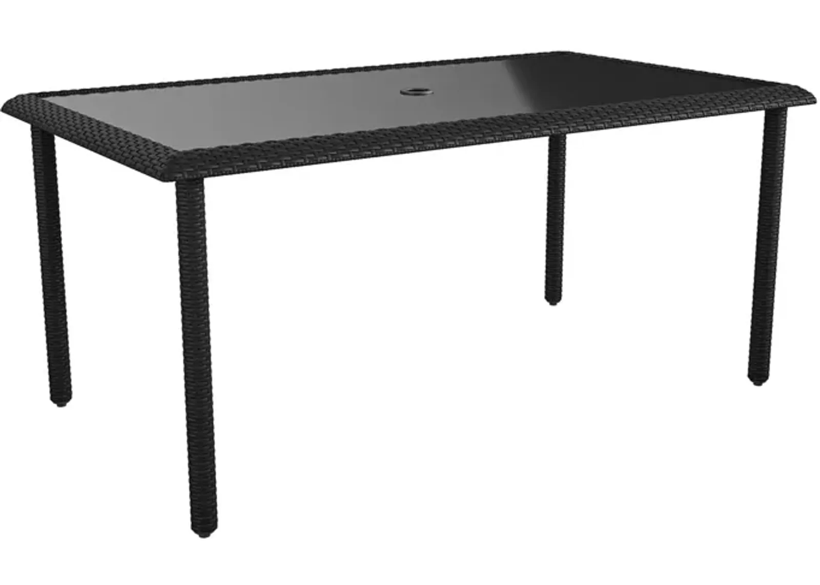 Outdoor Weather-Resistant Rectangular Dining Table with Glass Top