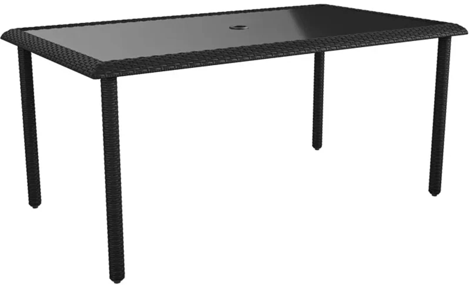 Outdoor Weather-Resistant Rectangular Dining Table with Glass Top