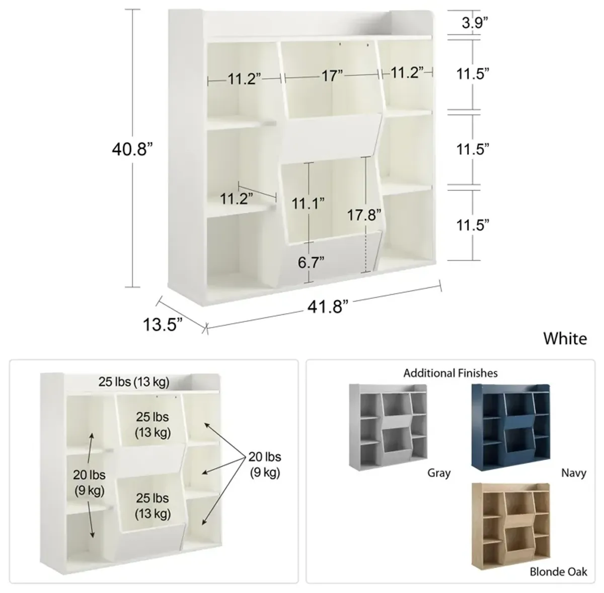 Jocelyn Large Toy Storage Bookcase with 8 Open Compartments