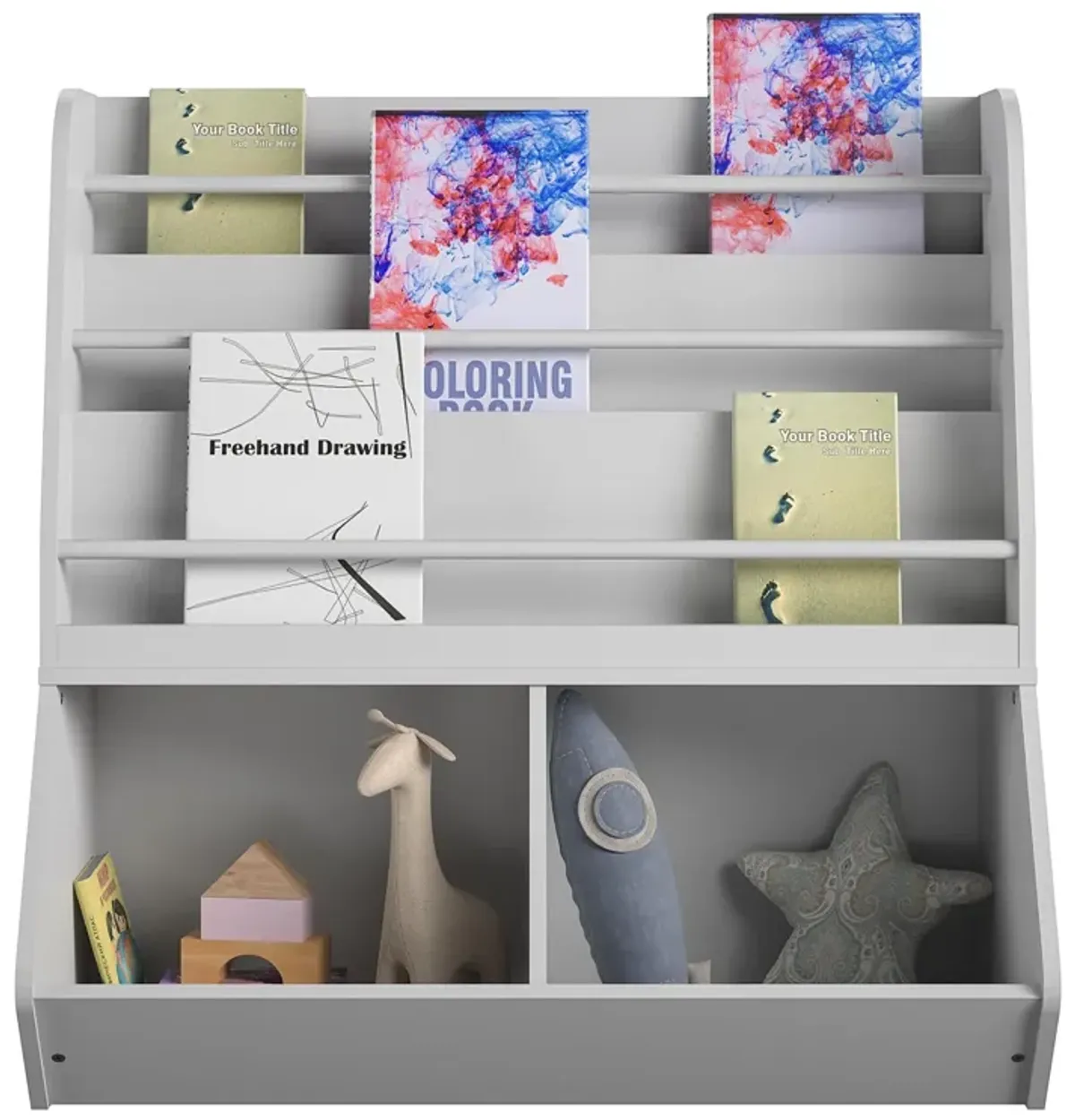 Jocelyn Kids Book and Toy Storage with 3 Shelves and 2 Open Compartments