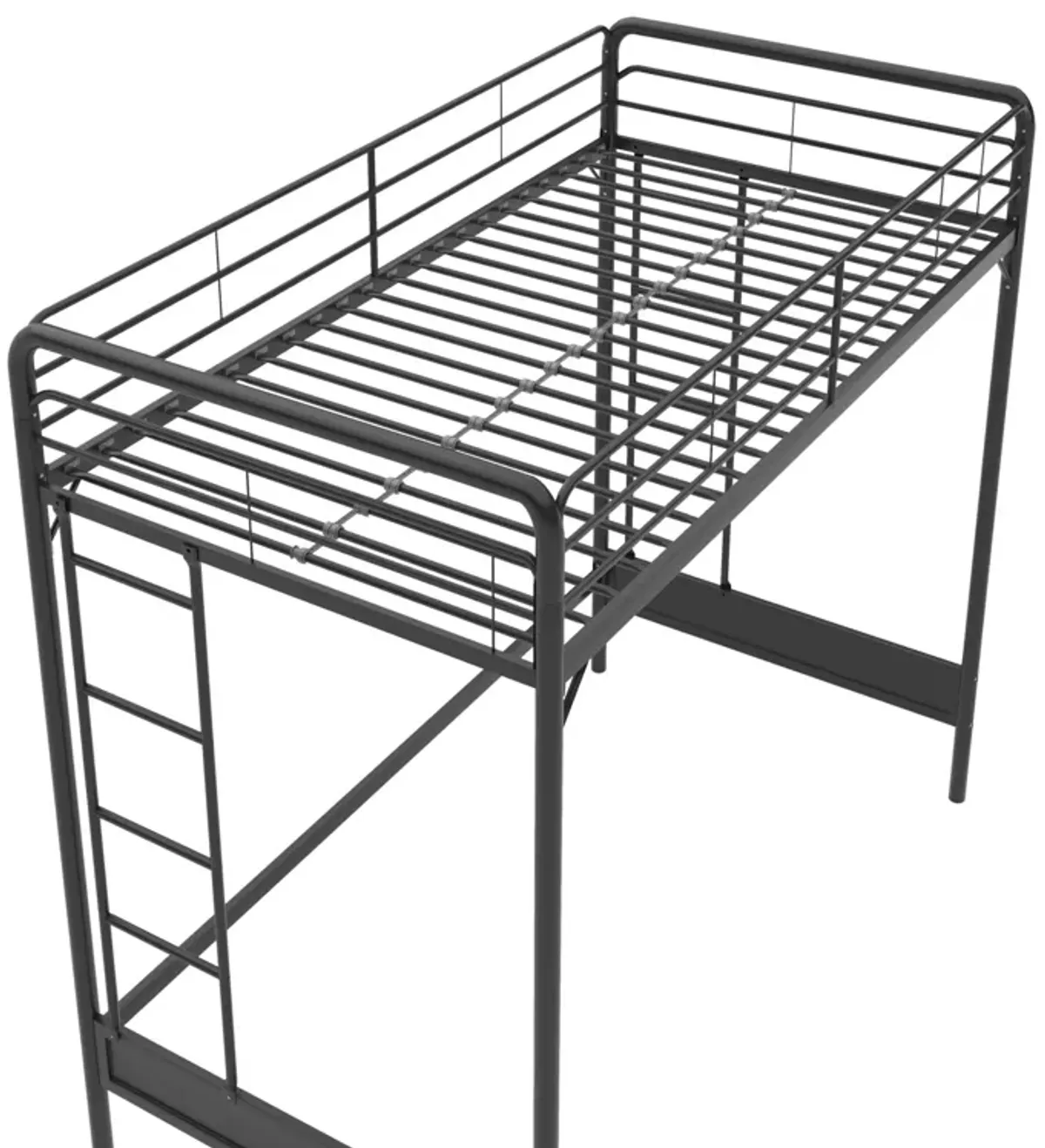 Colten Raised Loft Bed with Metal Frame and Bottom Nook