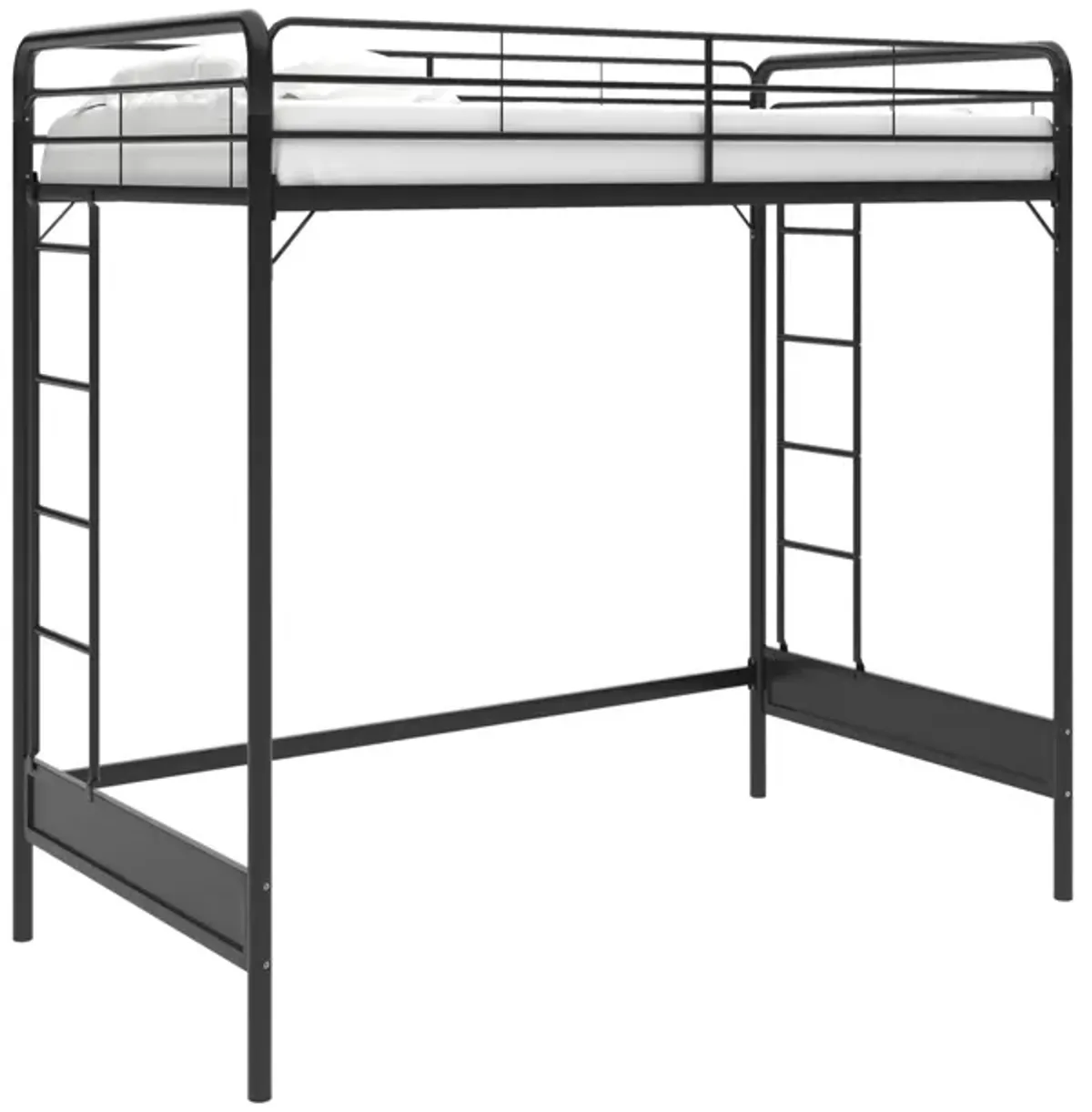 Colten Raised Loft Bed with Metal Frame and Bottom Nook