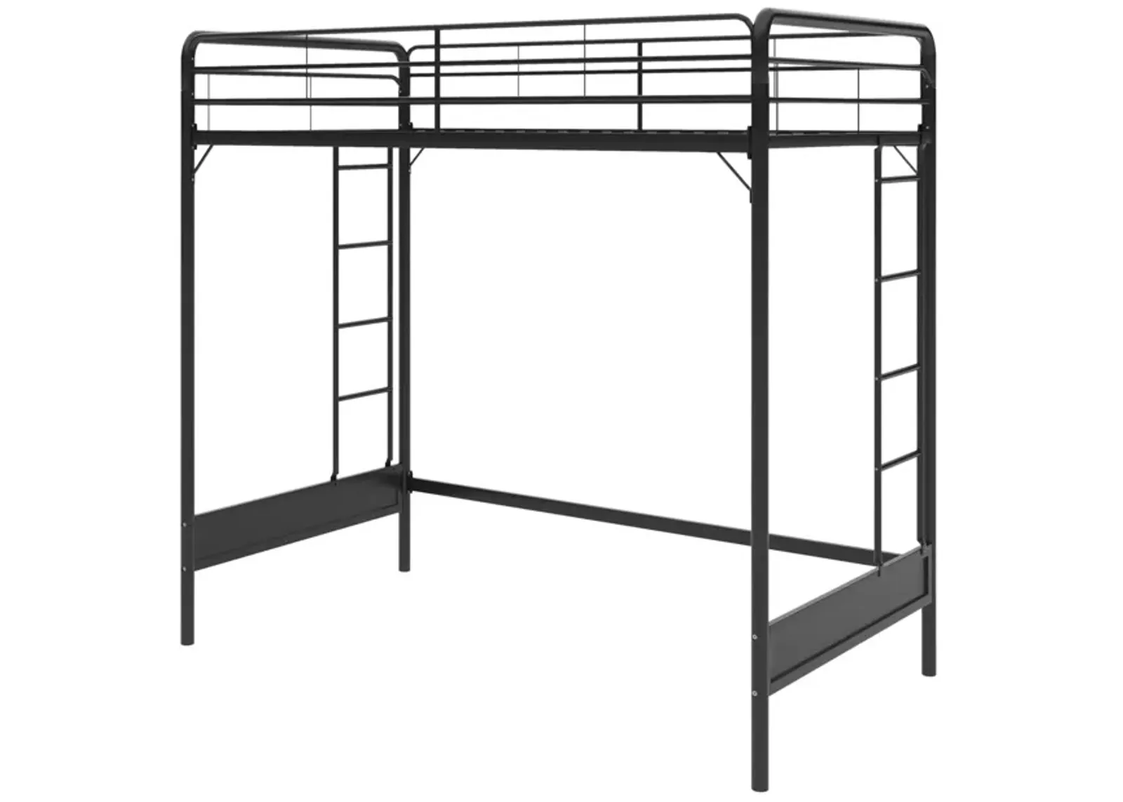 Colten Raised Loft Bed with Metal Frame and Bottom Nook