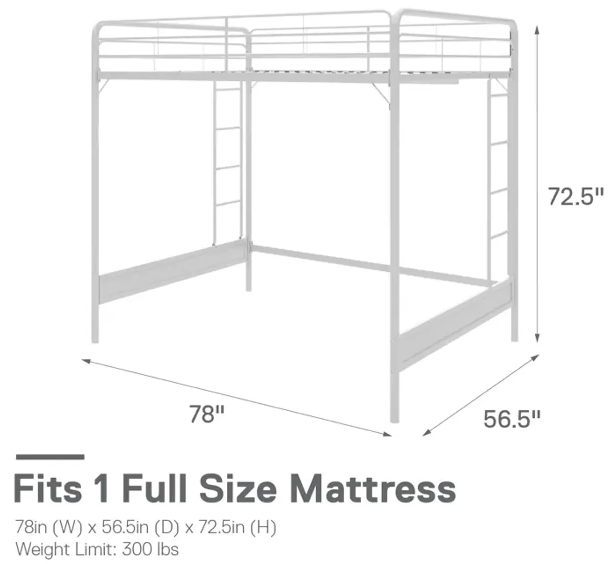 Colten Raised Loft Bed with Metal Frame and Bottom Nook