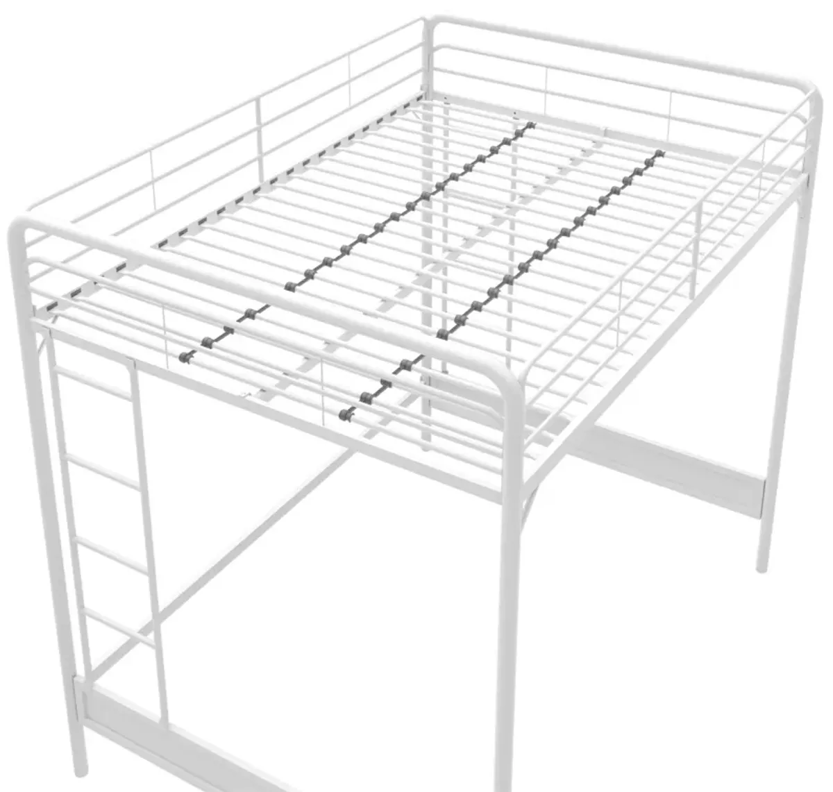 Colten Raised Loft Bed with Metal Frame and Bottom Nook