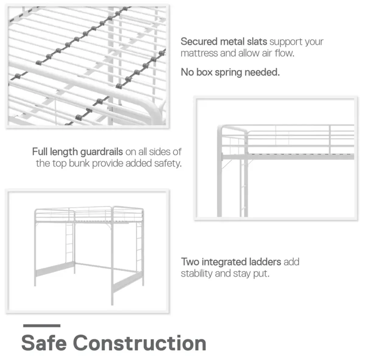 Colten Raised Loft Bed with Metal Frame and Bottom Nook