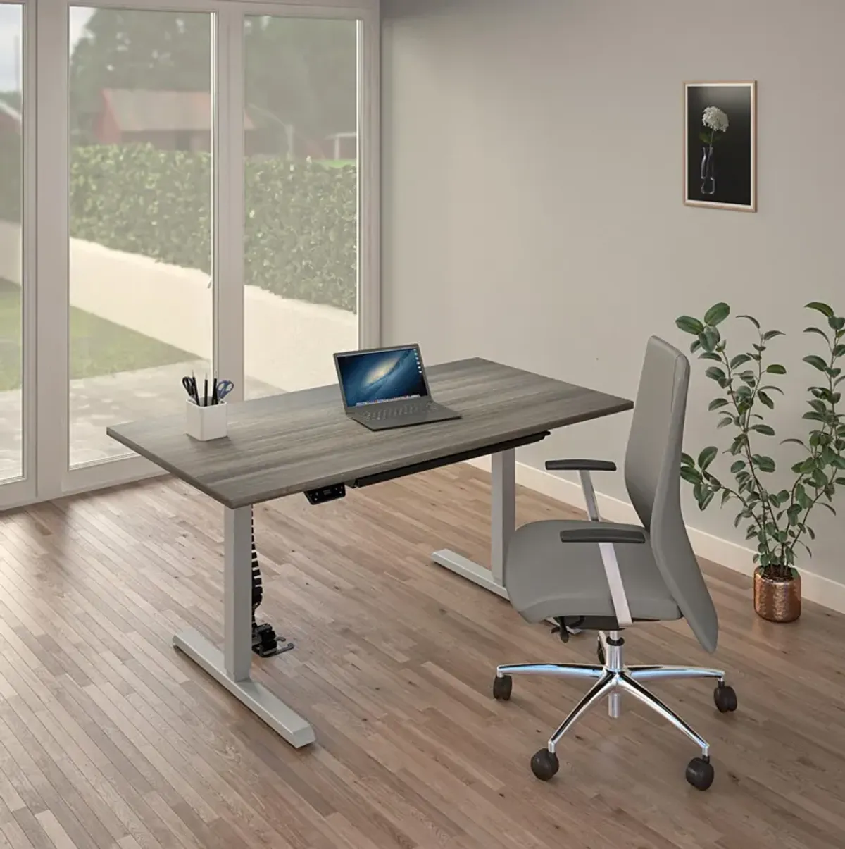 Sit and Stand 48 Inch Adjustable Height Pro-Desk with LED Control Panel