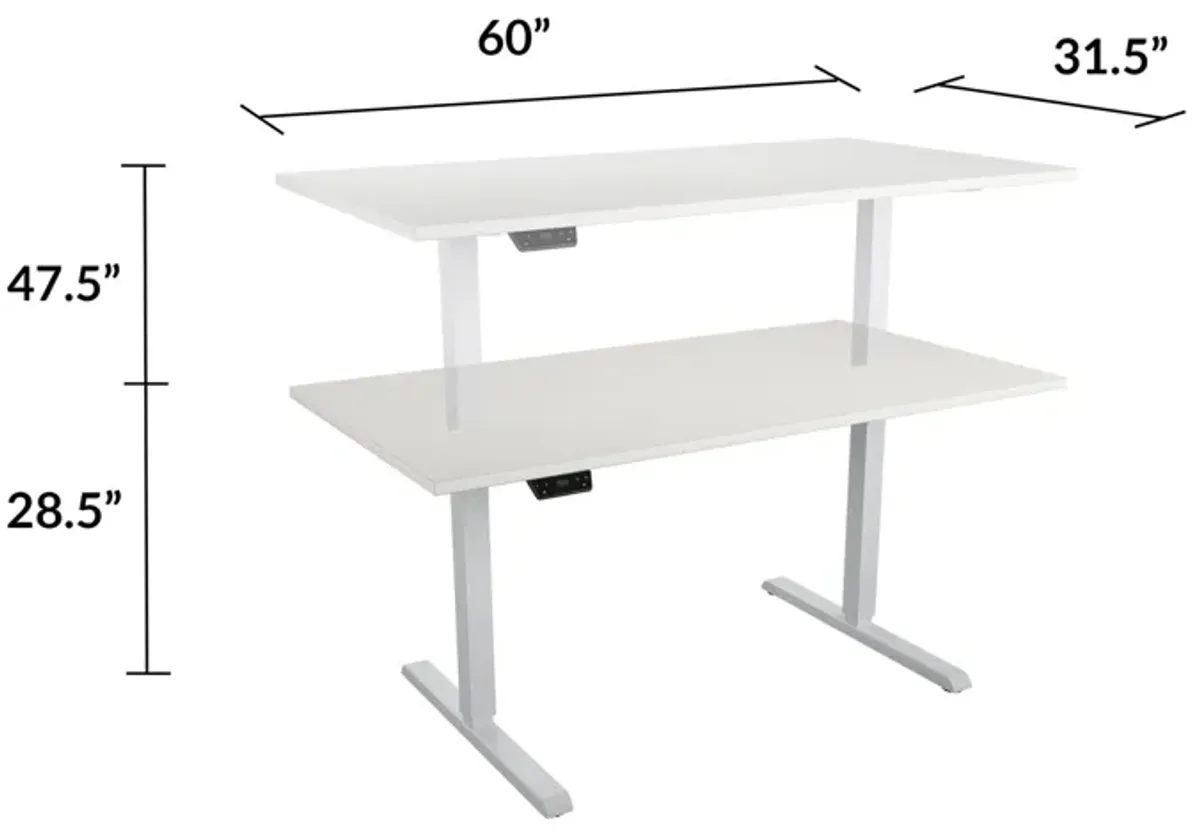 Sit and Stand 60 Inch Adjustable Height Pro-Desk with LED Control Panel