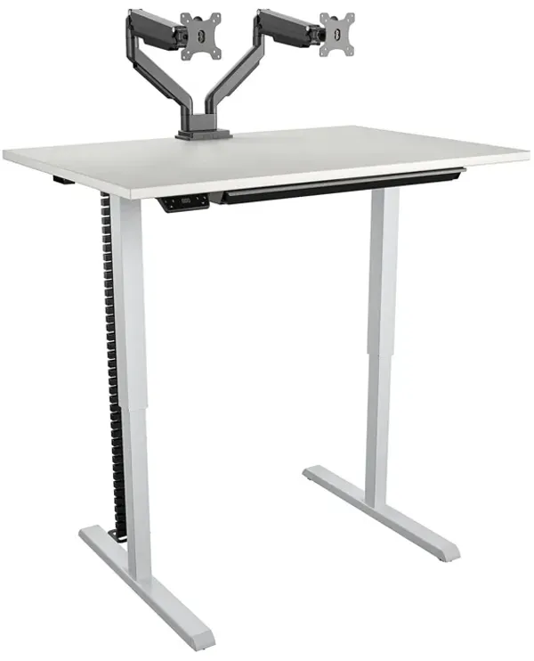 Executive Sit-Stand Adjustable Height Pro-Desk with Dual Monitor Arm and Drawer