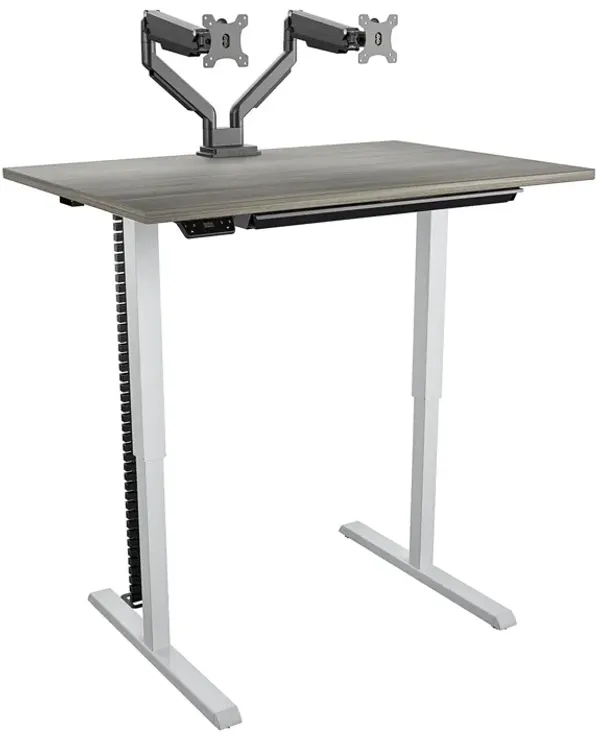 Executive Sit-Stand Adjustable Height Pro-Desk with Dual Monitor Arm and Drawer