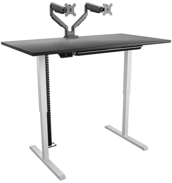 Executive Sit-Stand Adjustable Height Pro-Desk with Dual Monitor Arm and Drawer