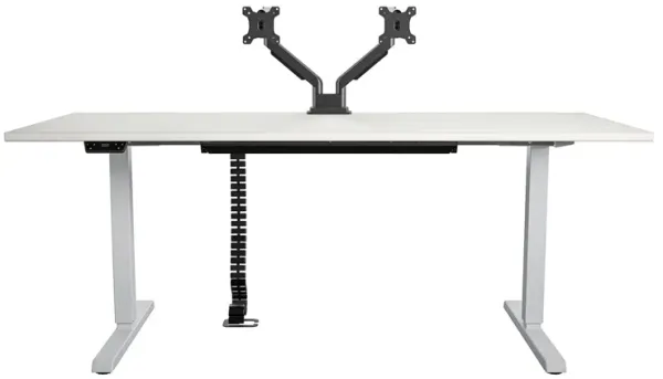 Executive Sit-Stand Adjustable Height Pro-Desk with Dual Monitor Arm and Drawer