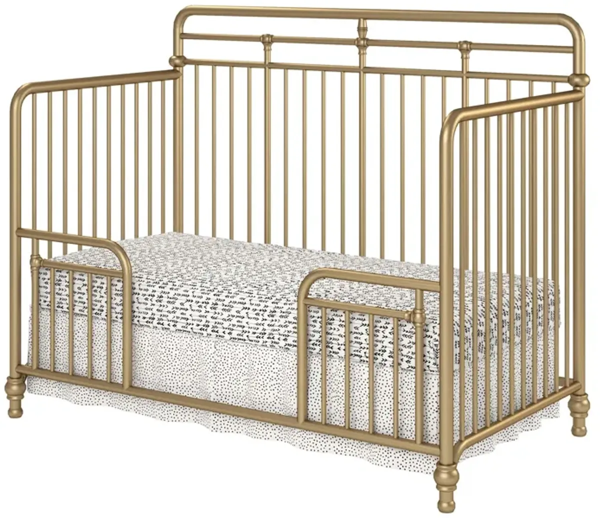 Monarch Hill Hawken 3 in 1 Convertible Metal Crib Adjusts to 3 Heights