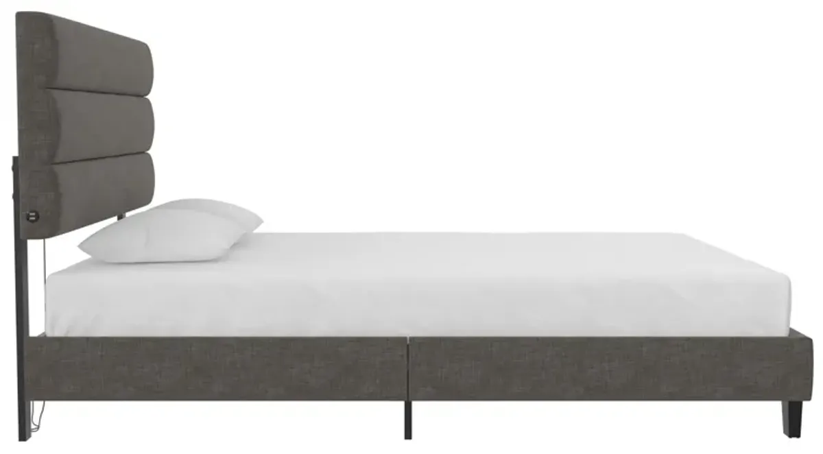 Paloma Upholstered Bed with Tufted Headboard and USB Port