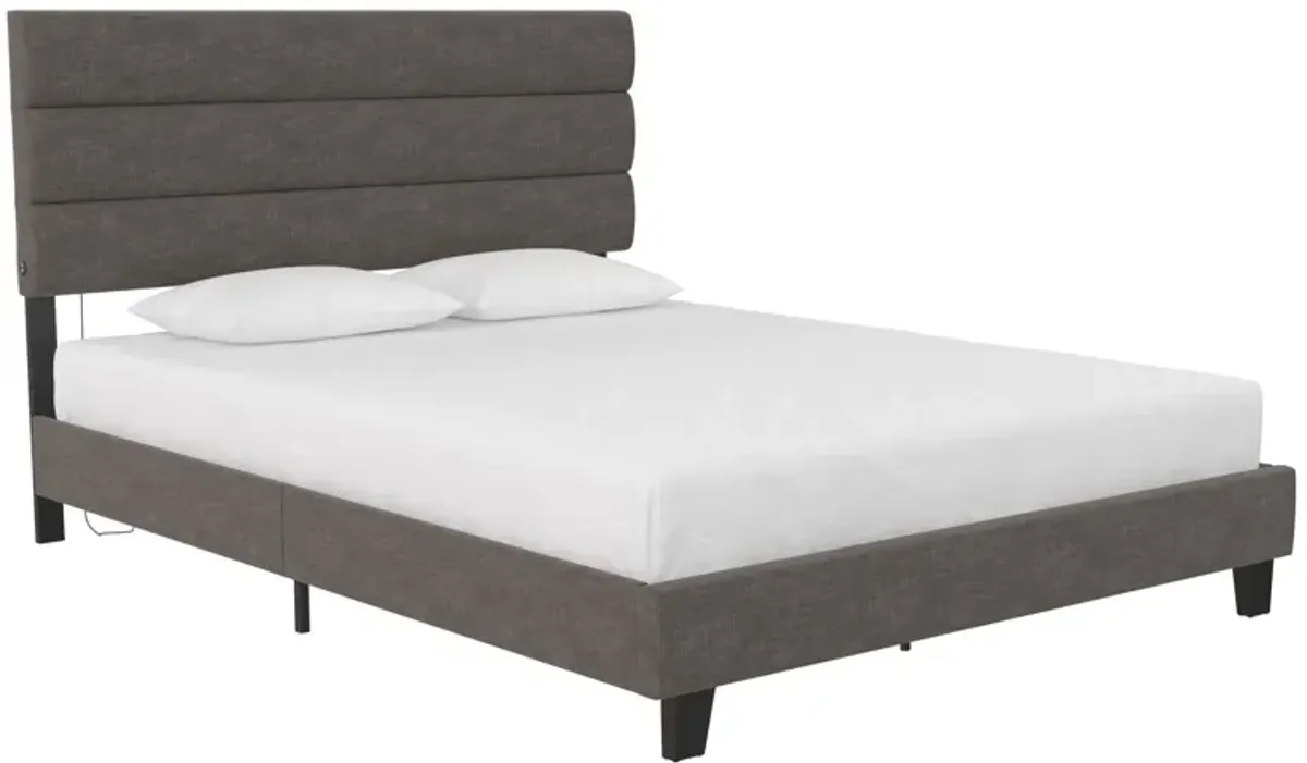 Paloma Upholstered Bed with Tufted Headboard and USB Port