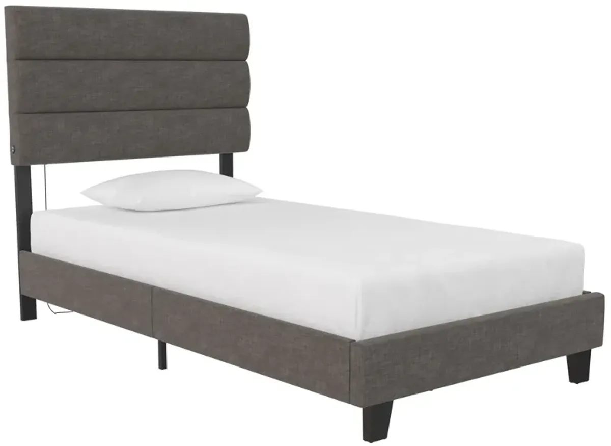 Paloma Upholstered Bed with Tufted Headboard and USB Port