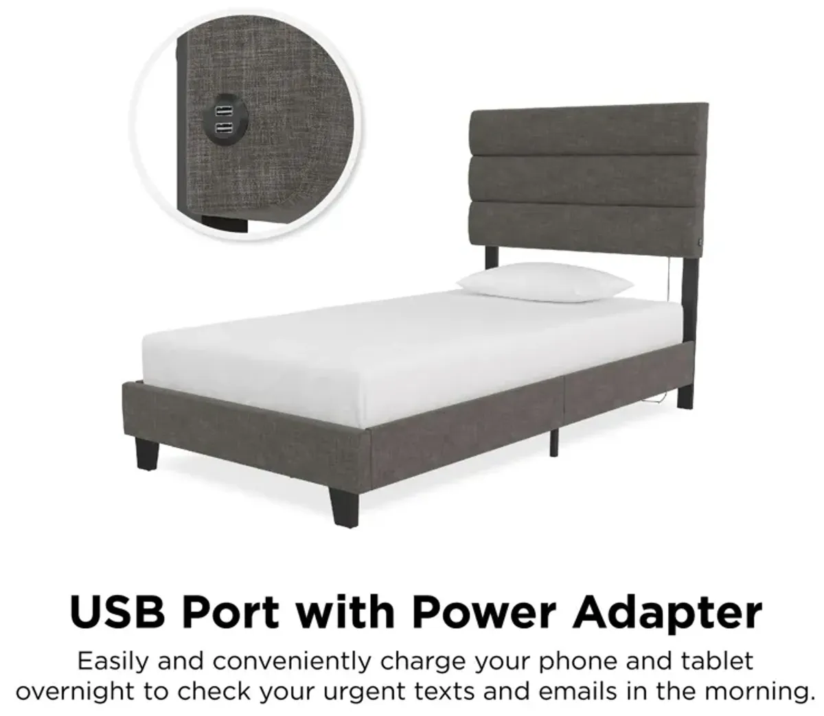 Paloma Upholstered Bed with Tufted Headboard and USB Port