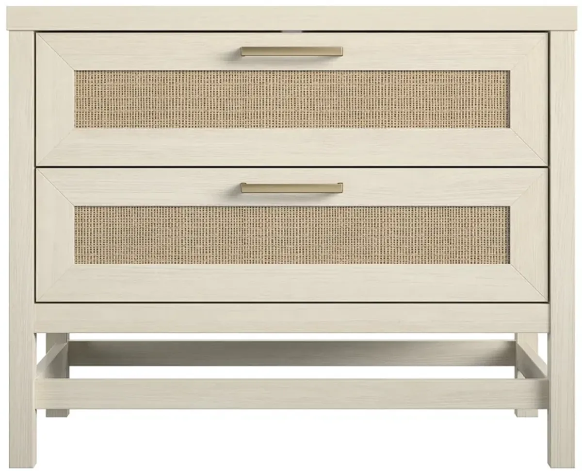 Lennon 2 Drawer Wide Nightstand with Faux Rattan