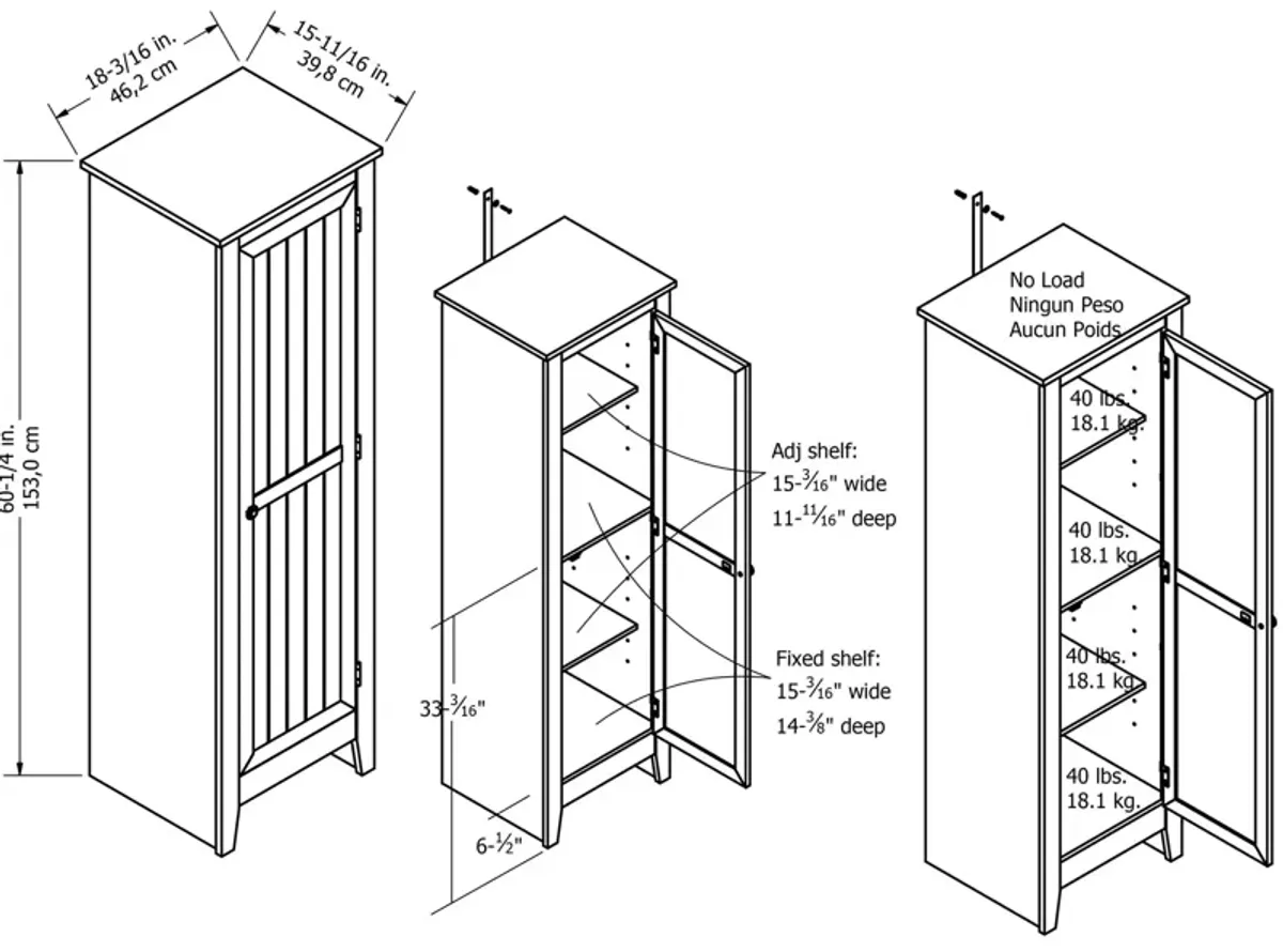 Milford 60 Inch Single Door Storage Pantry Cabinet with 4 Shelves