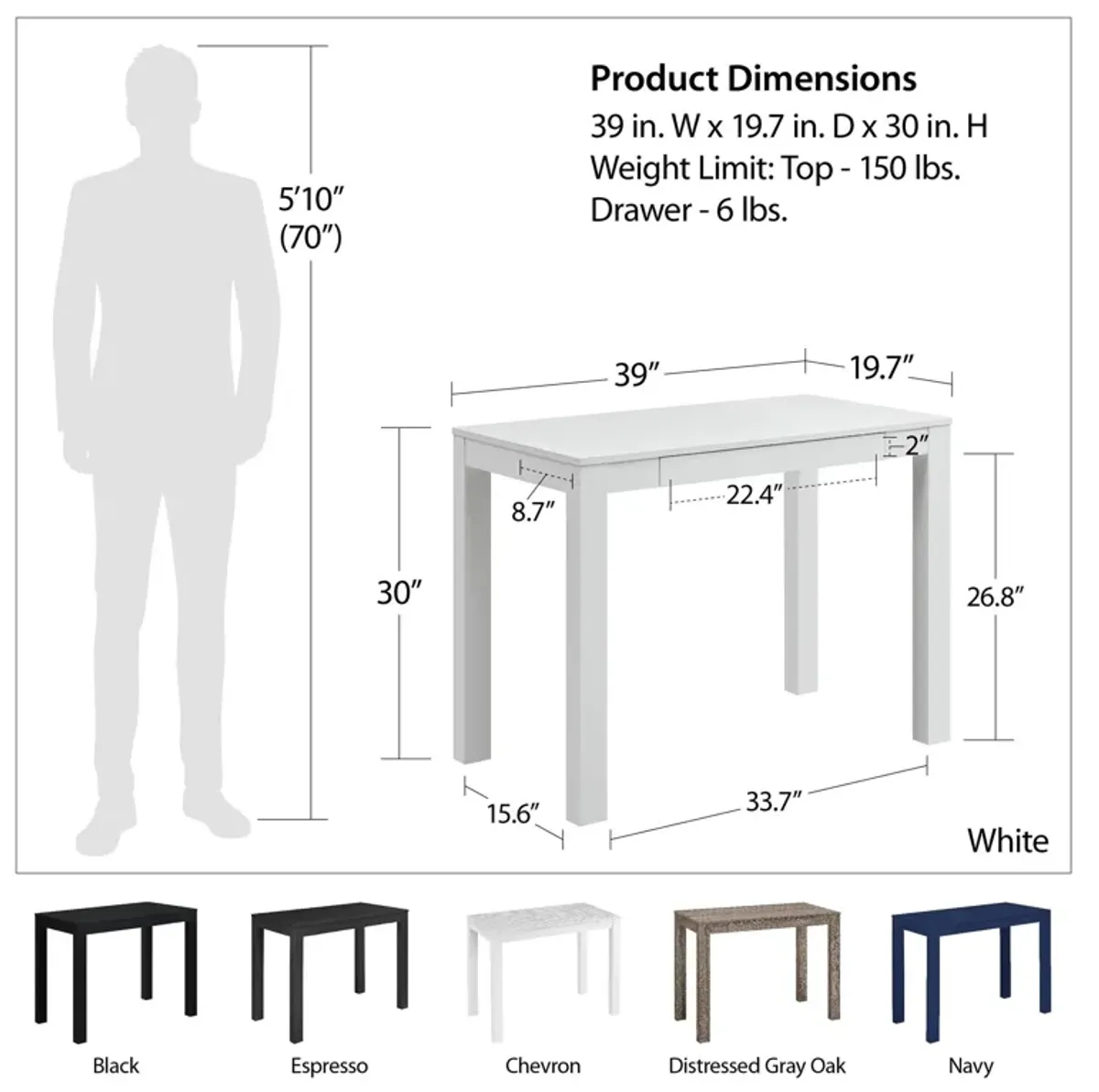 Parsons Minimalistic Desk with Drawer