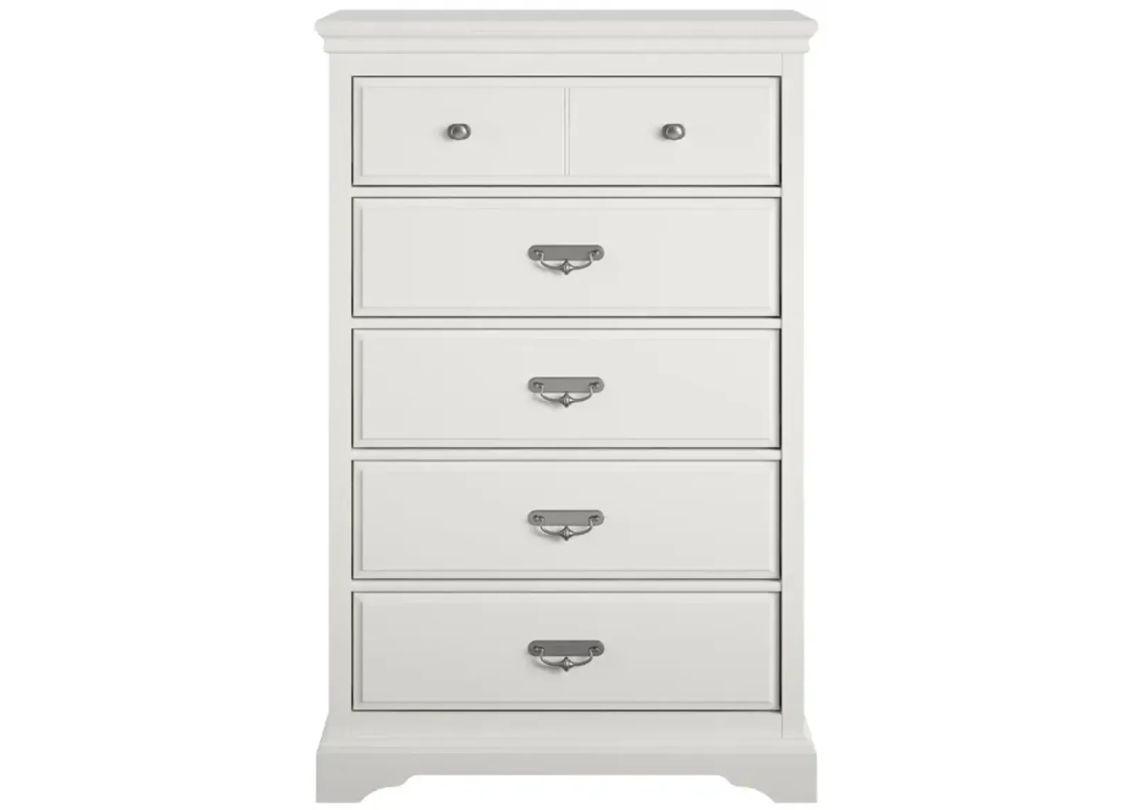 Bristol Traditional 5 Drawer Dresser with Elegant Moldings and Pewter Pulls