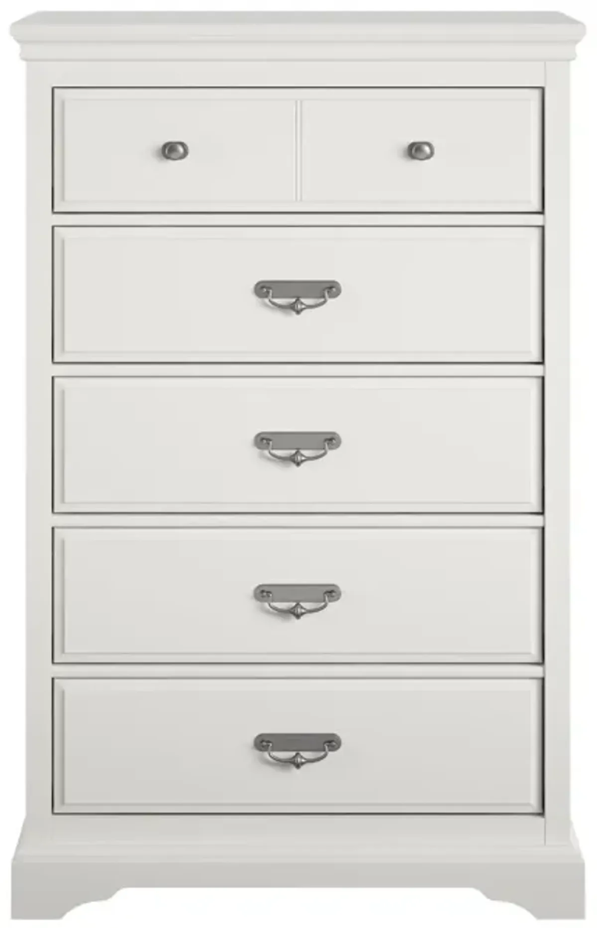 Bristol Traditional 5 Drawer Dresser with Elegant Moldings and Pewter Pulls