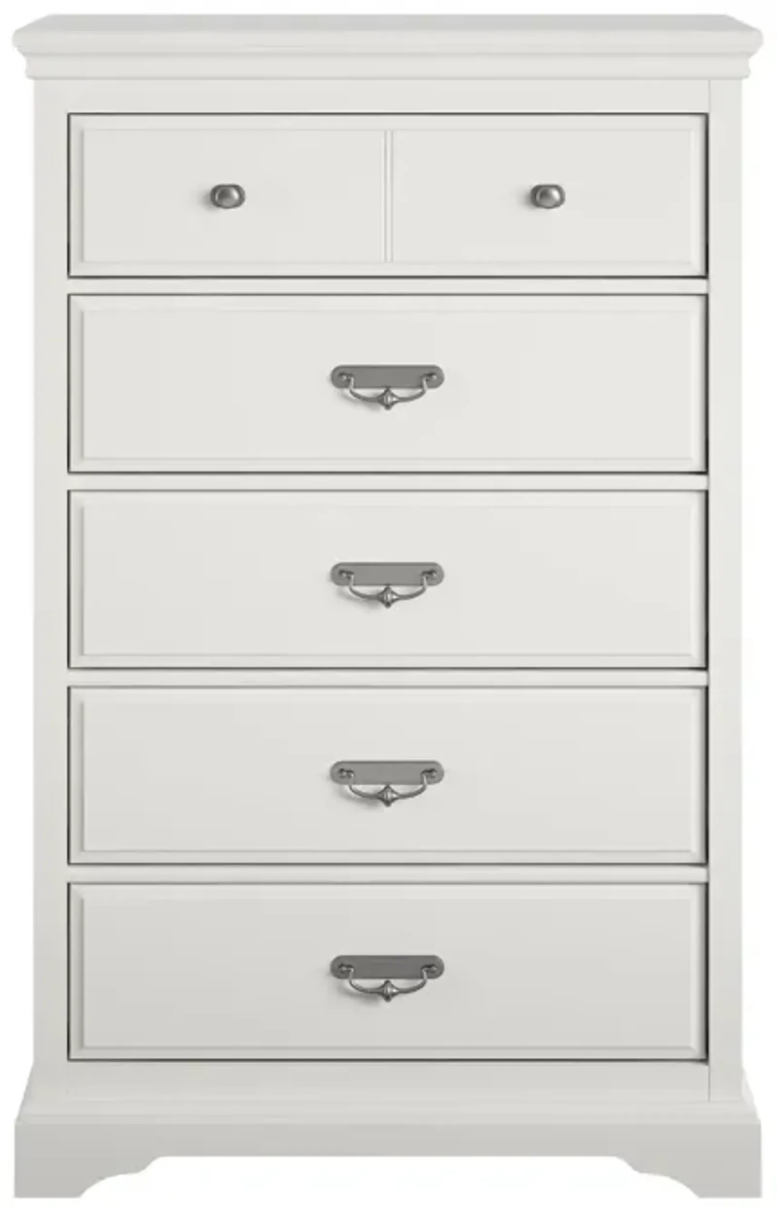 Bristol Traditional 5 Drawer Dresser with Elegant Moldings and Pewter Pulls