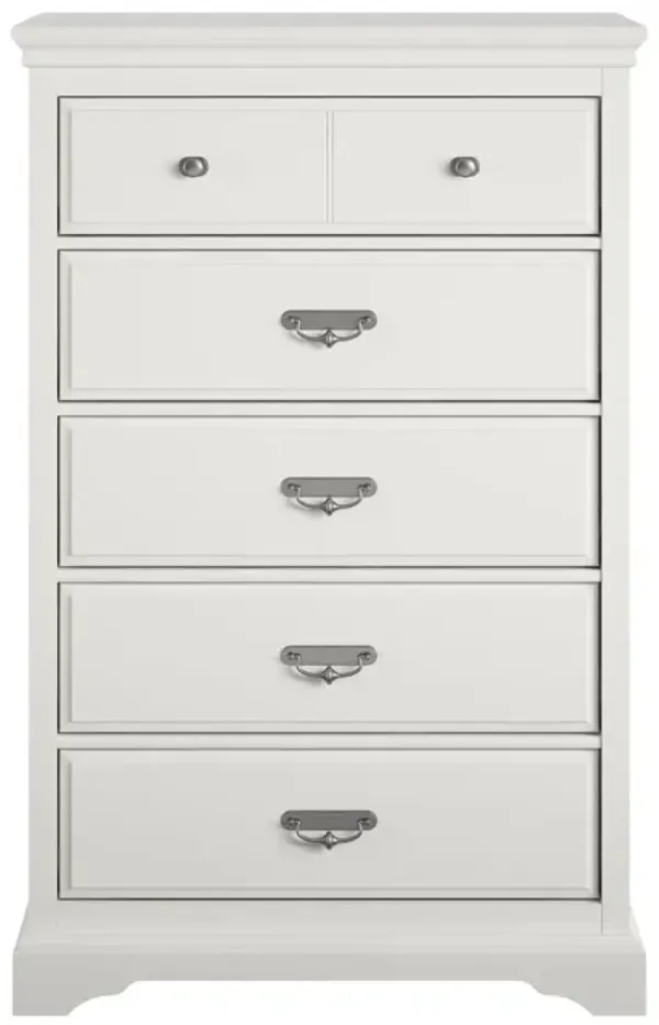 Bristol Traditional 5 Drawer Dresser with Elegant Moldings and Pewter Pulls
