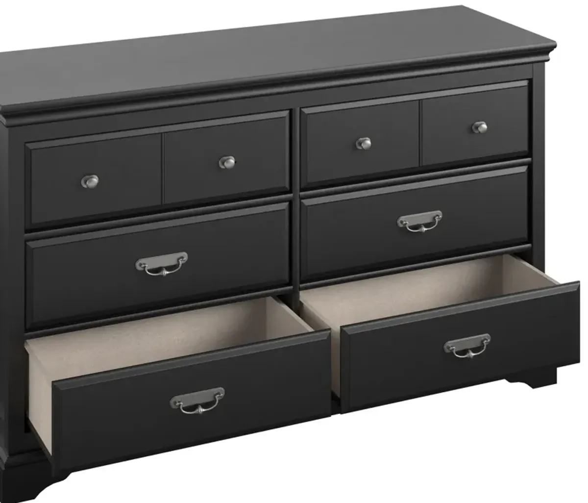 Bristol Traditional 6 Drawer Dresser with Elegant Moldings and Pewter Pulls