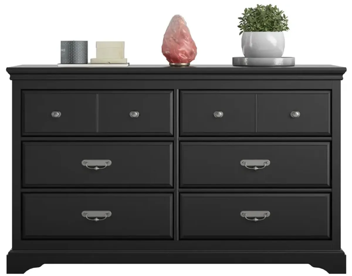 Bristol Traditional 6 Drawer Dresser with Elegant Moldings and Pewter Pulls