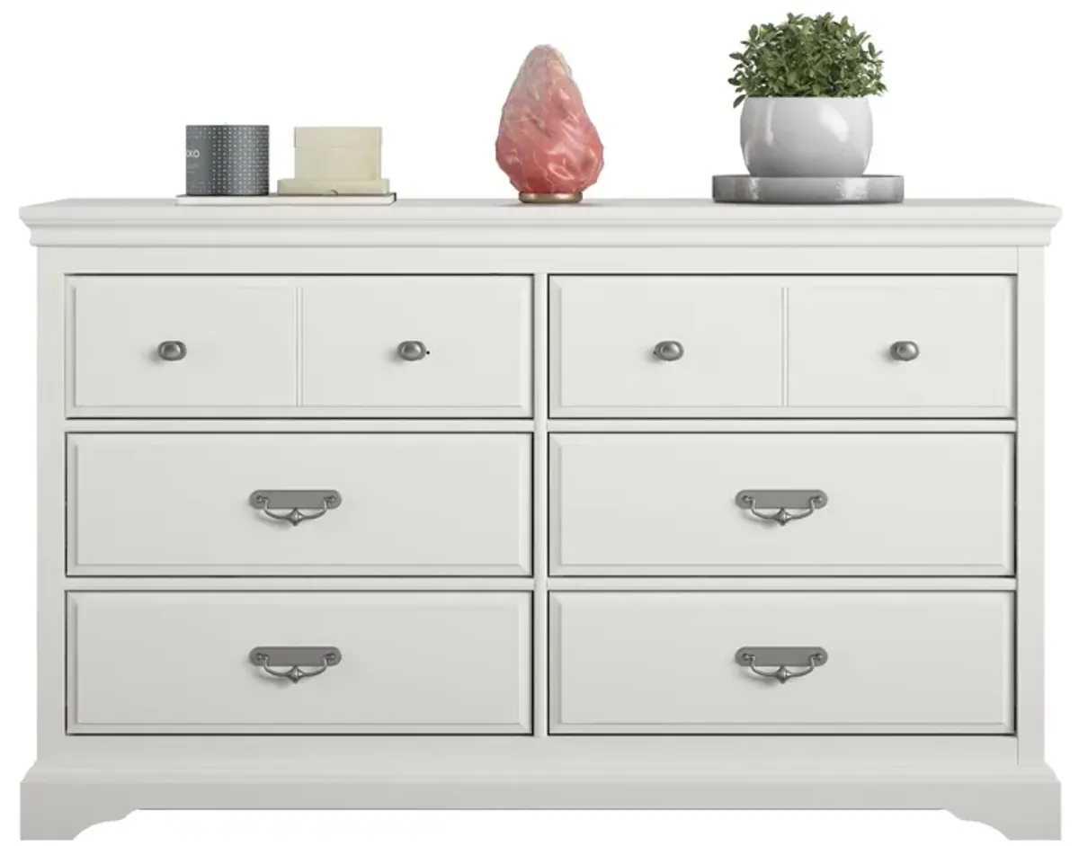 Bristol Traditional 6 Drawer Dresser with Elegant Moldings and Pewter Pulls