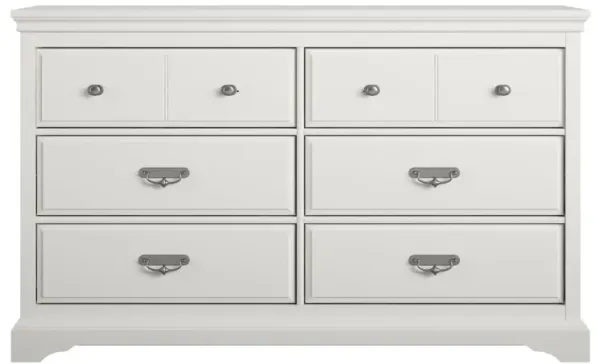 Bristol Traditional 6 Drawer Dresser with Elegant Moldings and Pewter Pulls